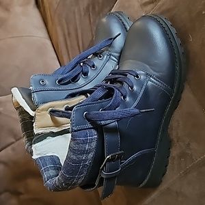 Navy lace up boots